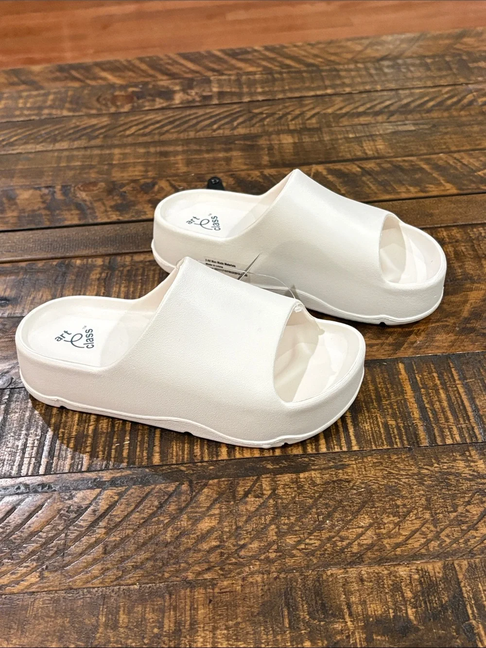 art class White Platform Slide Sandals for girls